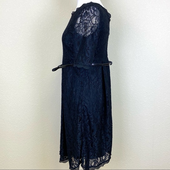 MOTHERHOOD Black Lace Belted Dress w/Plunging Back - Picture 5 of 12